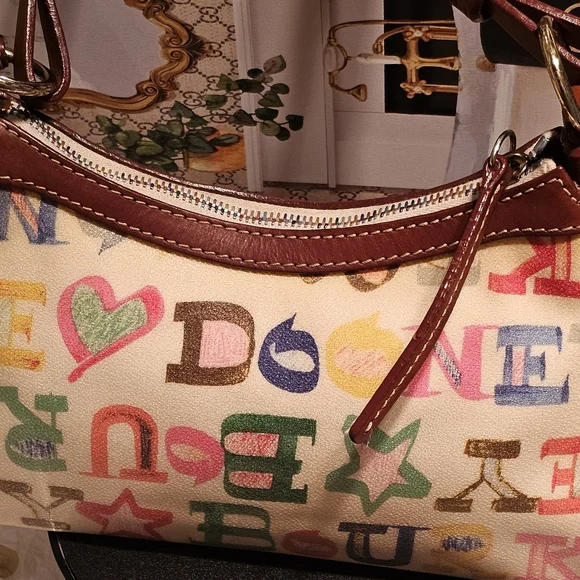 Dooney& Bourke Y2K RainbowZipper Doodle Graffiti Shoulder Bag